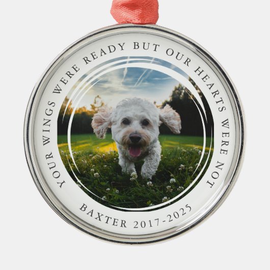 Pet Memorial Foto Uw vleugels waren klaar Metalen Ornament (Voorkant)