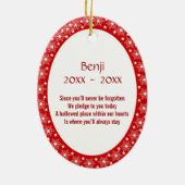 Pet memorial foto vers PERSONALIZE Keramisch Ornament (Achterkant)