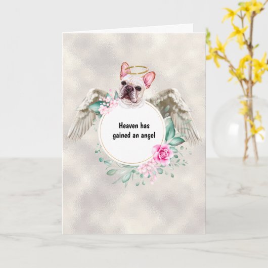 Pet memorial French bulldog angel wings gedicht Kaart (Gele Bloem)