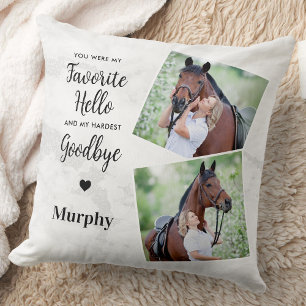 Pet Memorial gepersonaliseerd 2 Afbeeldingen Paard Kussen