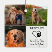 Pet Memorial Gepersonaliseerde 3 foto's Paw Prints Keramisch Ornament (Achterkant)