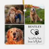 Pet Memorial Gepersonaliseerde 3 foto's Paw Prints Keramisch Ornament (Voorkant)