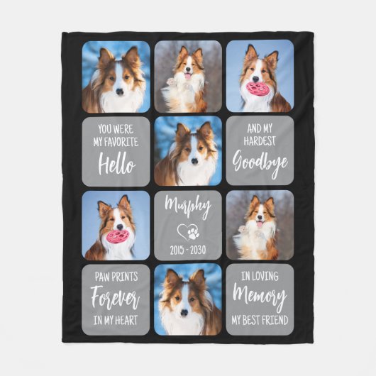 Pet Memorial Gepersonaliseerde 7 Afbeeldingen Coll Fleece Deken (Voorkant)