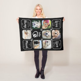 Pet Memorial gepersonaliseerde 7 foto collage Fleece Deken