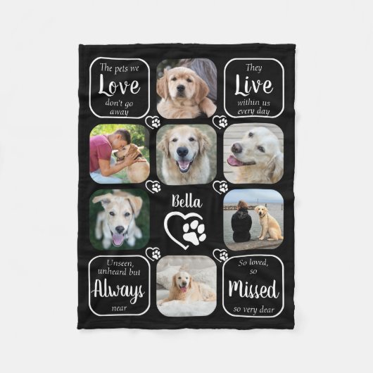 Pet Memorial gepersonaliseerde 7 foto collage Fleece Deken (Voorkant)