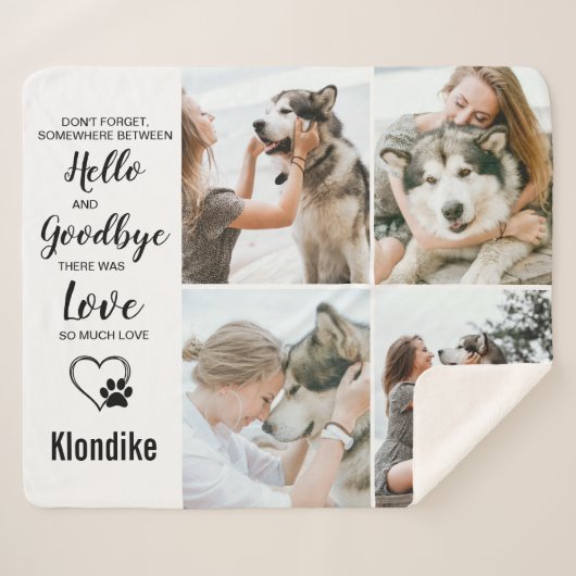 Pet Memorial Gepersonaliseerde Dog 4 Afbeeldingen  Sherpa Deken (Voorkant (horizontaal))
