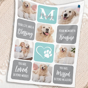 Pet Memorial gepersonaliseerde hond 6 foto collage Fleece Deken