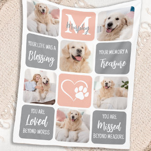 Pet Memorial gepersonaliseerde pastel foto collage Fleece Deken