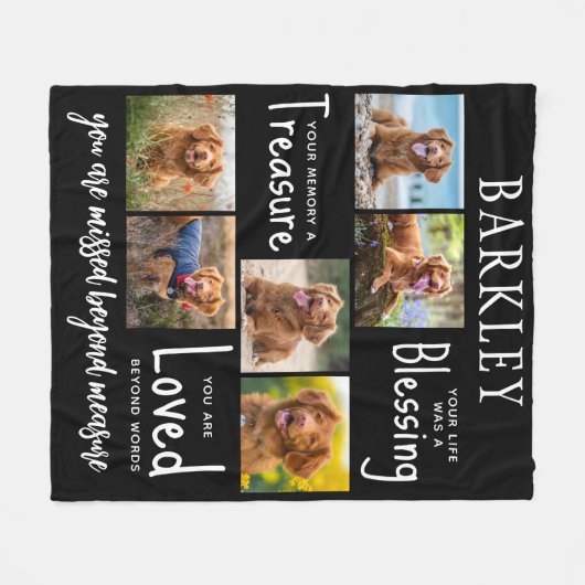 Pet Memorial Gift - Personalized Dog Loss 6 Foto Fleece Deken (Voorkant (Horizontaal))