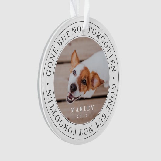 Pet Memorial Gone, niet vergeten Modern Foto Ornament (voorkant)
