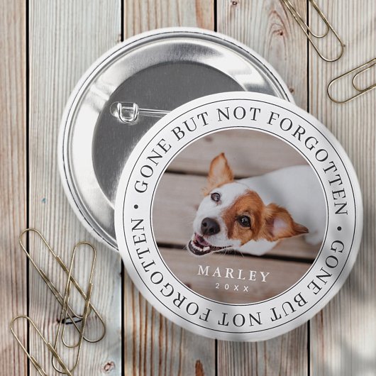 Pet Memorial Gone, niet vergeten Modern Foto Ronde Button 5,7 Cm