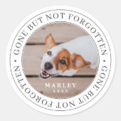 Pet Memorial Gone, niet vergeten Modern Foto Ronde Sticker (Voorkant)