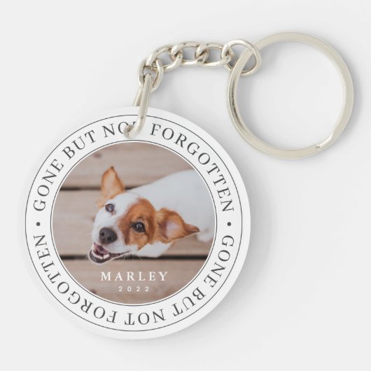 Pet Memorial Gone, niet vergeten Modern Foto Sleutelhanger (Achterkant)