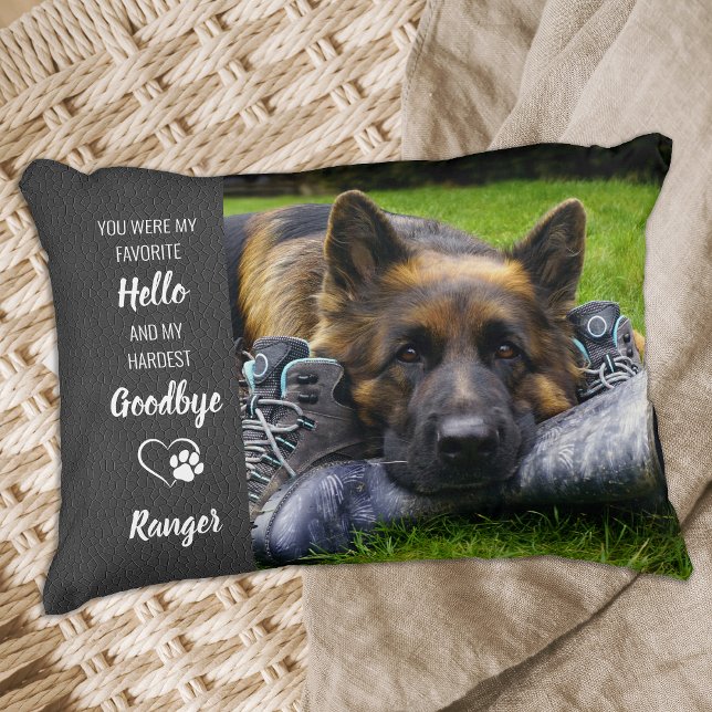 Pet Memorial - Hallo Goodbye Quote - Dog Pet Loss Accent Kussen (Creator heeft geüpload)