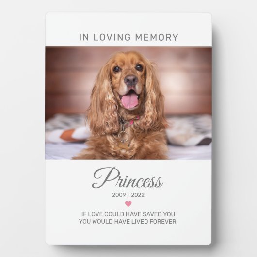 Pet Memorial Herdenking Citaat Foto Fotoplaat (voorkant)