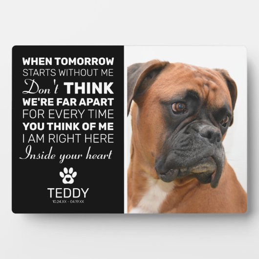 Pet Memorial | Herdenking Dog Keepomwille Fotoplaat (voorkant)