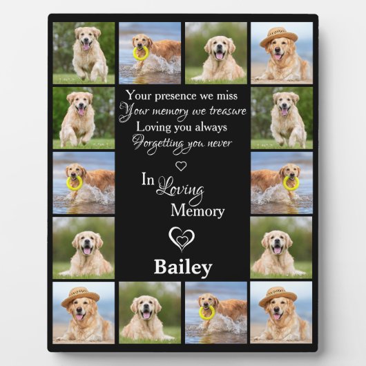 Pet Memorial Herdenking Keepslag 14 Foto Collage Fotoplaat (Voorkant)