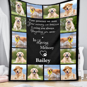 Pet Memorial Herdenking Keepslag Foto Collage Fleece Deken