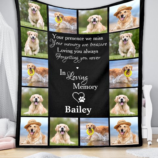 Pet Memorial Herdenking Keepslag Foto Collage Fleece Deken