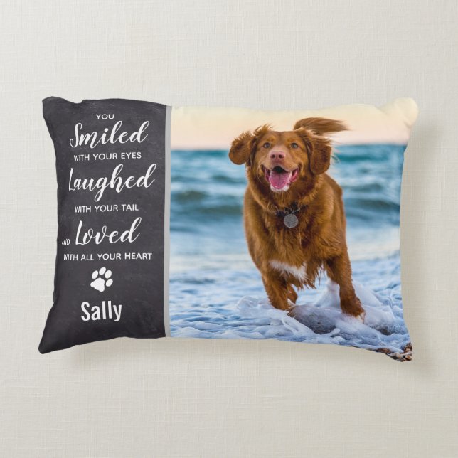 Pet Memorial Herdenking Pet Loss Foto Accent Kussen (Achterkant)