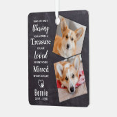 Pet Memorial Herinnering Gedicht Modern Dog 2 Foto Metalen Ornament (Voorkant links)