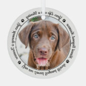 Pet Memorial Herinnering Modern Elegant Dog Foto Glas Ornament (Achterkant)
