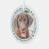 Pet Memorial Herinnering Modern Elegant Dog Foto Glas Ornament (Voorkant links)