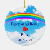 Pet Memorial Hond Eenvoudige foto Rainbow Bridge Keramisch Ornament (Achterkant)