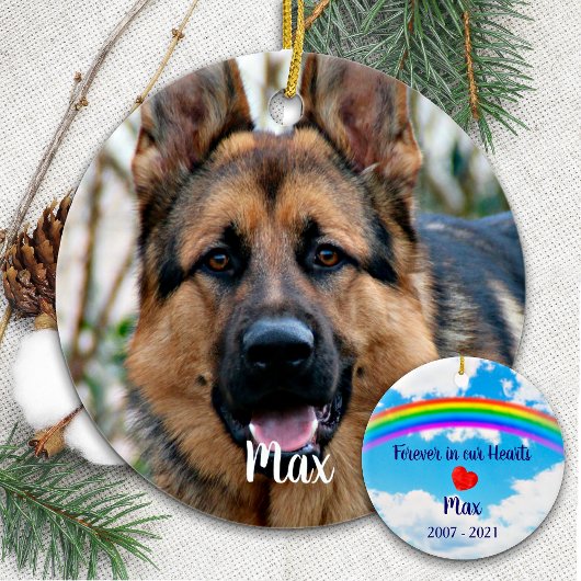 Pet Memorial Hond Eenvoudige foto Rainbow Bridge Keramisch Ornament