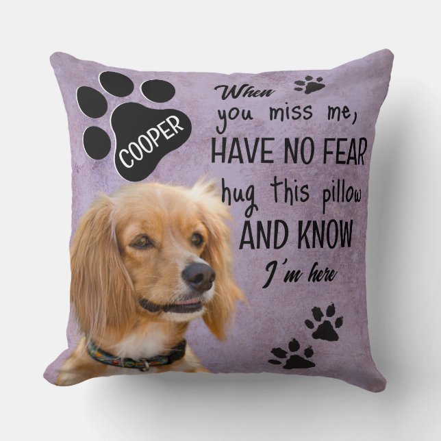 Pet memoriał hondfoto en gedicht kussen (Voorkant)