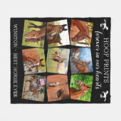 Pet Memorial Hoof Prints Horse Photo Collage Fleece Deken (Voorkant (Horizontaal))