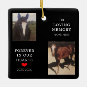 Pet Memorial Horse Foto Red Heart gepersonaliseerd Keramisch Ornament