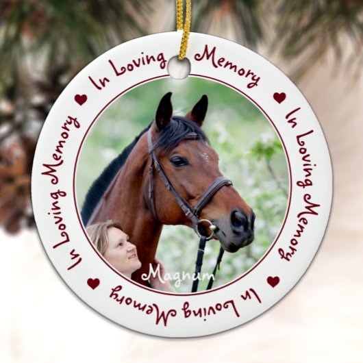 Pet Memorial Horse Photo in Loving Memory Keramisch Ornament