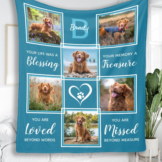 Pet Memorial in Loating Memory Photo Collage Fleece Deken