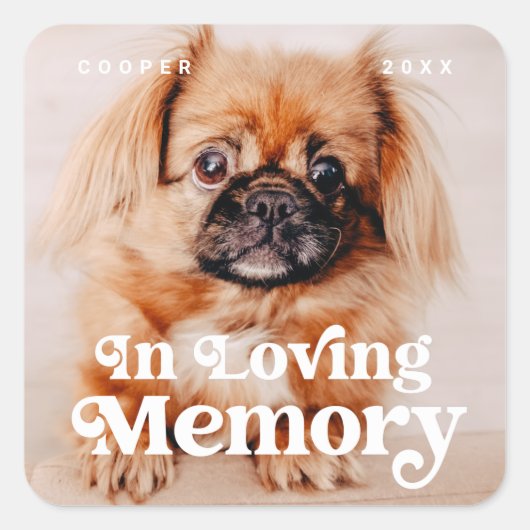 Pet Memorial in Loating Memory Simple  Photo Vierkante Sticker (Voorkant)