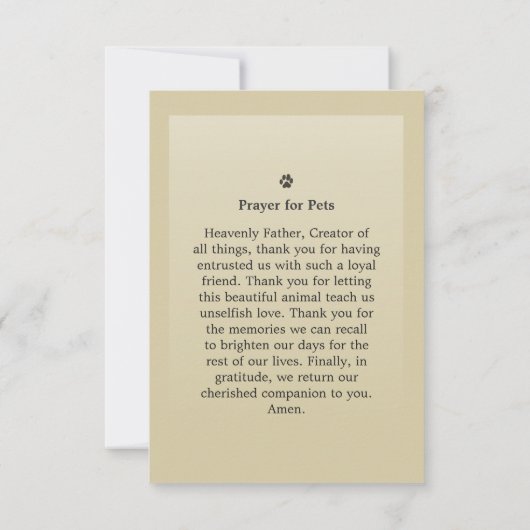 Pet Memorial Kaart 3,5-inch x 5-inch - Creme Moder (Achterkant)