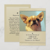 Pet Memorial Kaart 3,5-inch x 5-inch - Creme Moder (Voorkant / Achterkant)