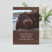 Pet Memorial Kaart 3,5 inch x 5 inch - Donkere bru (Staand voorkant)