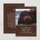 Pet Memorial Kaart 3,5 inch x 5 inch - Donkere bru (Voorkant / Achterkant)