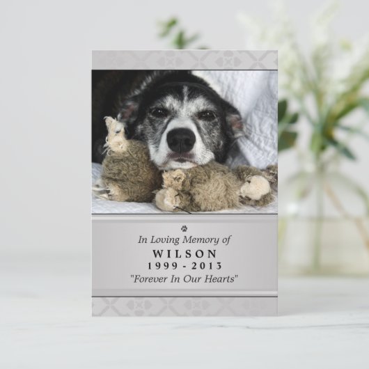 Pet Memorial Kaart 3,5-inch x 5-inch - Grijze mode (Staand voorkant)
