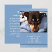 Pet Memorial Kaart 3,5-inch x 5-inch - lichtblauwe (Voorkant / Achterkant)