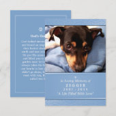 Pet Memorial Kaart 3,5-inch x 5-inch - lichtblauwe (Voorkant / Achterkant)
