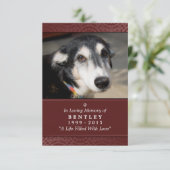 Pet Memorial Kaart 3,5 inch x 5 inch - Maroon - Pe (Staand voorkant)