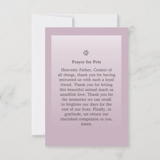 Pet Memorial Kaart 3,5 inch x 5 inch - Roze modern (Achterkant)