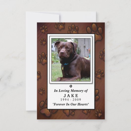 Pet Memorial Kaart 3.5"x5" - Chocolate Brown Foto (Voorkant)