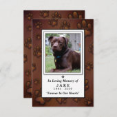 Pet Memorial Kaart 3.5"x5" - Chocolate Brown Foto (Voorkant / Achterkant)