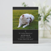 Pet Memorial Kaart 3.5" x5" zwarte moderne foto (Staand voorkant)