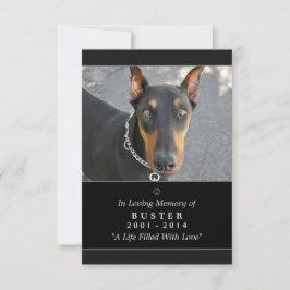 Pet Memorial Kaart 3.5 x 5 Black Prayer for Pets