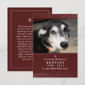 Pet Memorial Kaart 3.5 x 5-inch maroon - contentge (Voorkant / Achterkant)