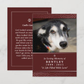 Pet Memorial Kaart 3,5 x 5 inch - Rood - Gods tuin (Voorkant / Achterkant)